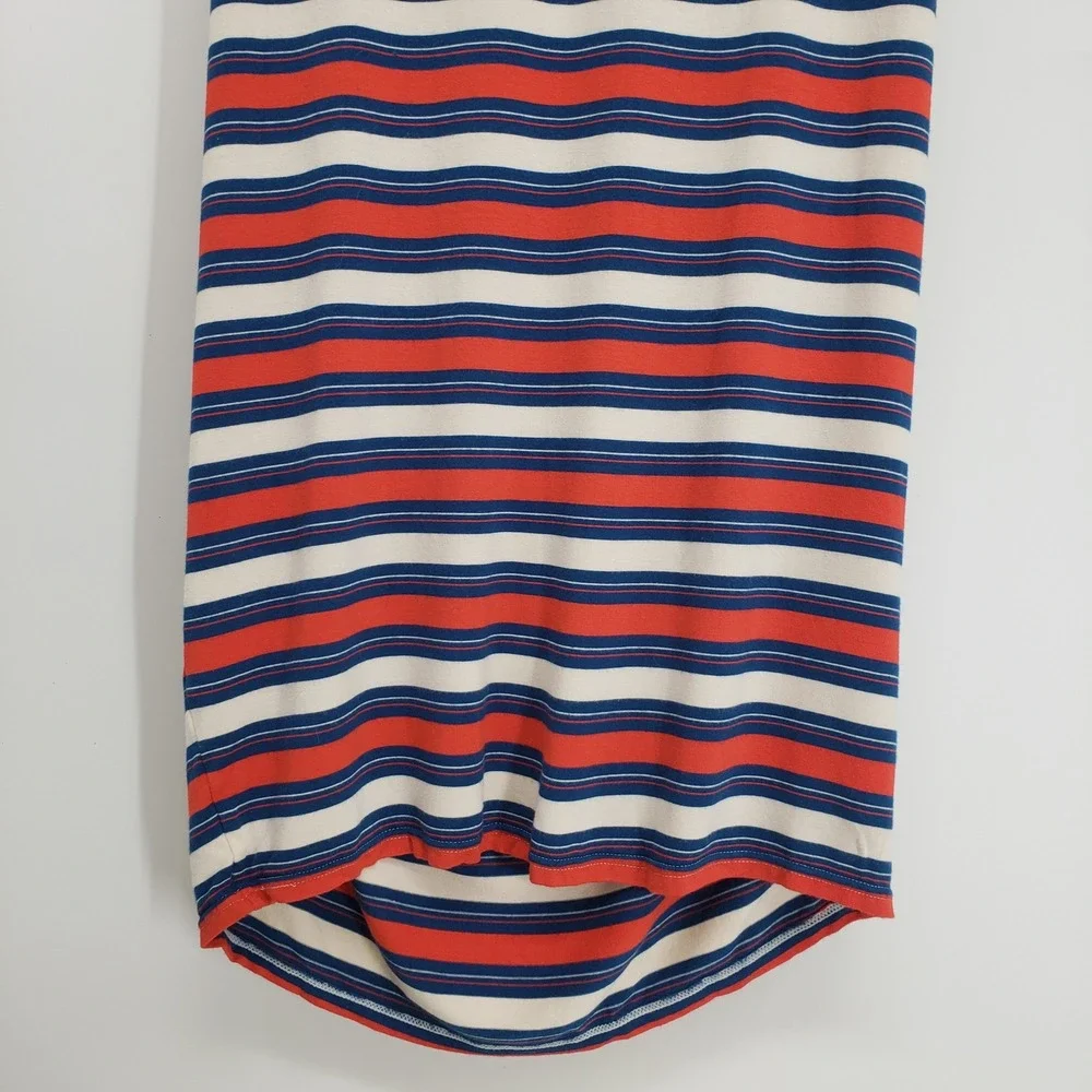Rachel Zoe Striped Maternity Dress Small Red Blue Ruched Bodycon Short Sleeve - Picture 7 of 8